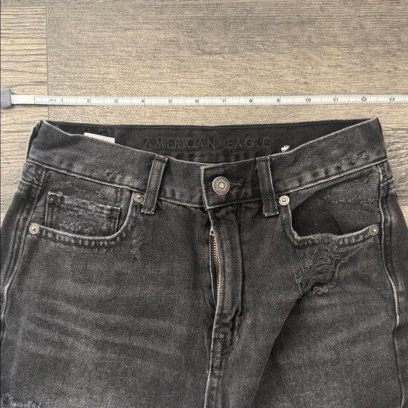 American Eagle Distressed black Mom Jean, Size 0 - Picture 7 of 10
